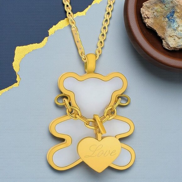 🆕️Charming Teddy 18K Gold Plated Necklace - Dainty & Elegant Bear Charm🧸💫 - Picture 1 of 11